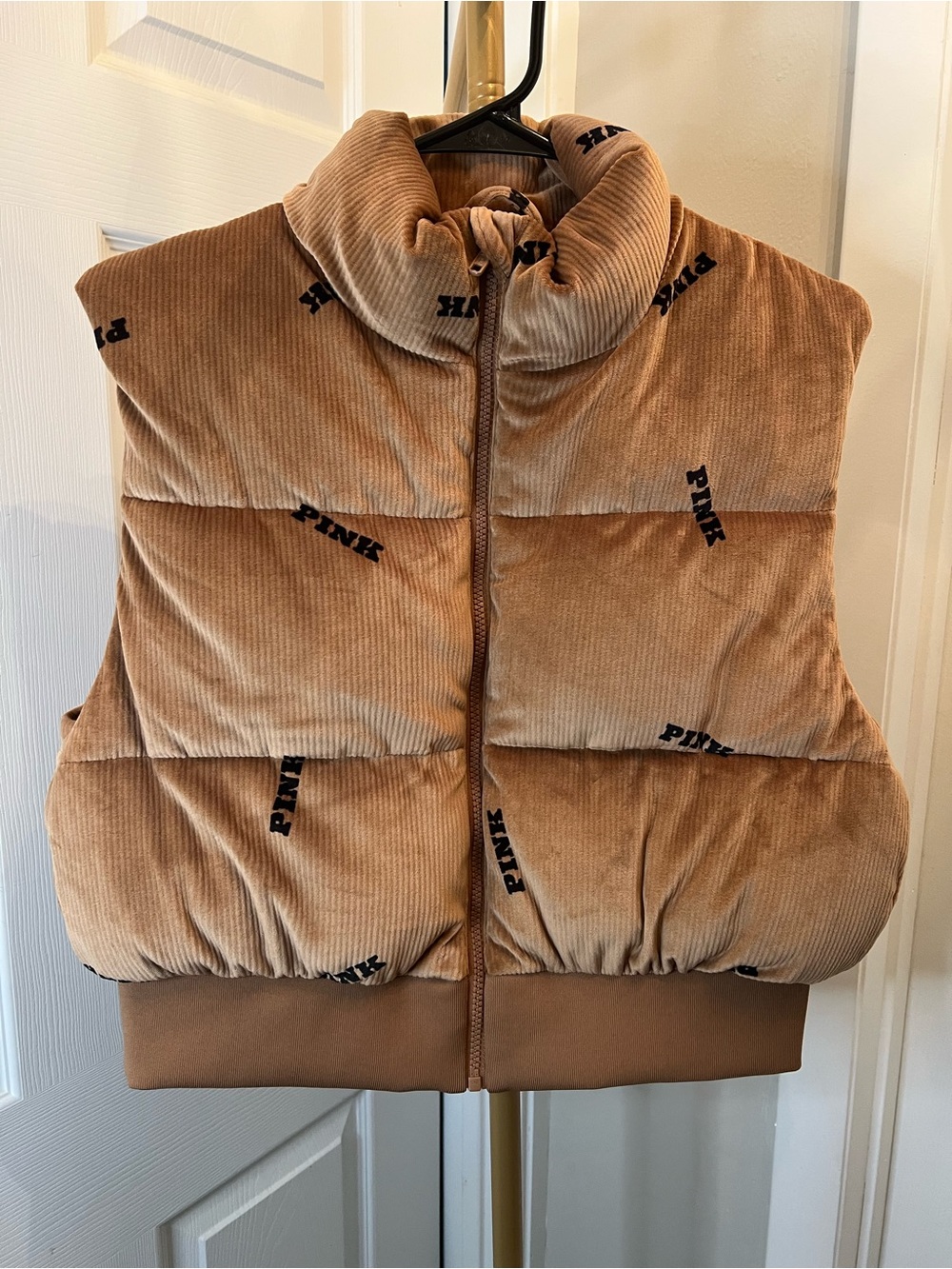 PINK Victoria's Secret Corduroy Quilted Puffer Vest - Brown